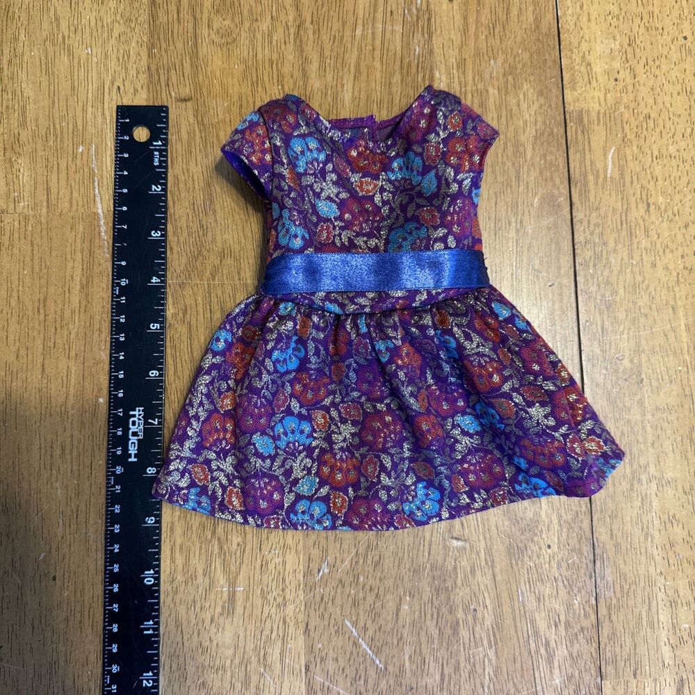 American Girl Purple Gold Metallic Jewel Toned Floral Party Dress Girls 18โ Doll